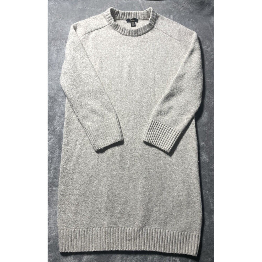 Dalia Women's Knit Long Sleeve Sweater Dress Beige Size Large